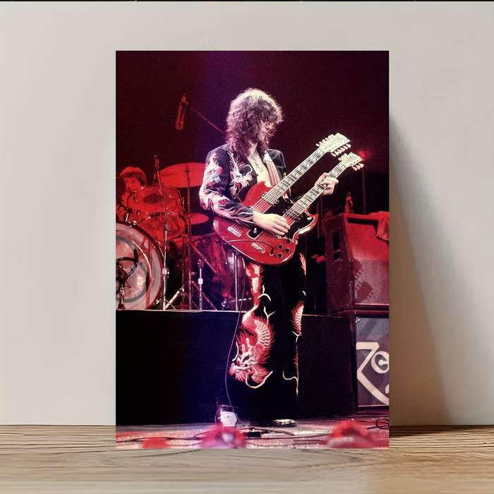 1pc Vibrant Frameless Jimmy Page Band Concert Poster HD Canvas Wall Art 30.48x45.72 cm Durable