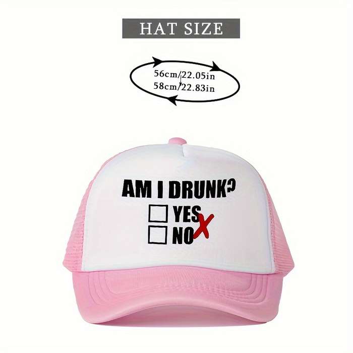 1pc Am I Drunk? Question Checkmark Baseball Cap Unisex Trucker Hat Breathable Adjustable Golf Su