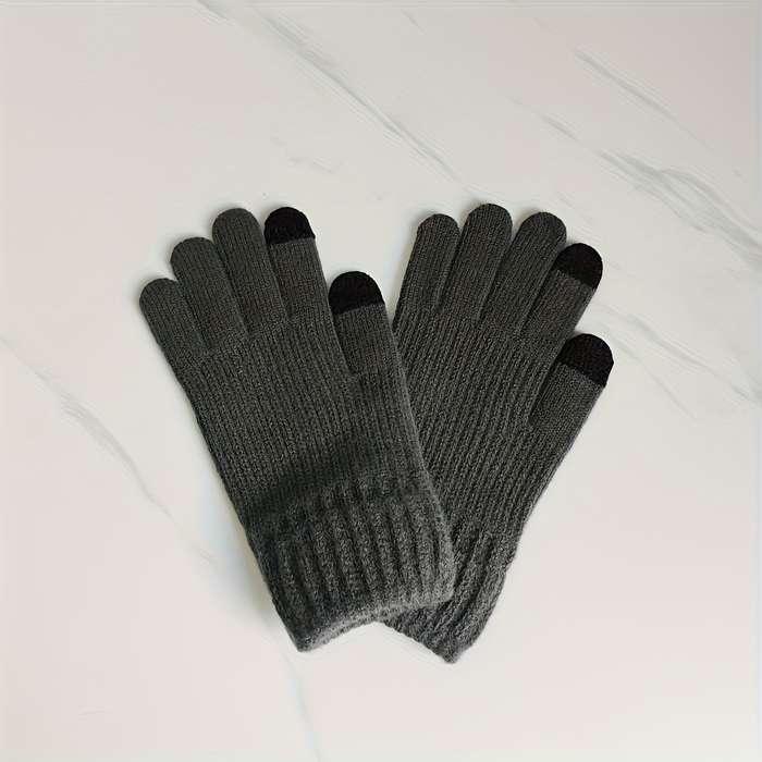 1 Pair Light Gray Warm Gloves
