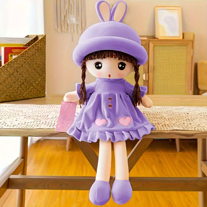 1 Piece Cute Rag Doll Plush Soft Stuffed Doll Purple