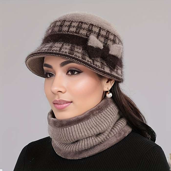 1pc  New Autumn and Winter Bow Decorated Knitted Hat Fashionable and Versatile Suitable f