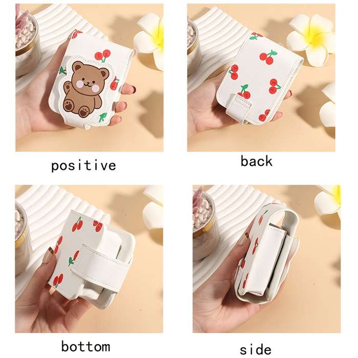 1pc Cute Cartoon Lipstick Holder with Mirror Portable Mini Makeup Bag for On-the-Go Touch-Ups