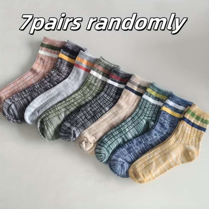 7 Pairs Random Asian One Size High Elastic Socks
