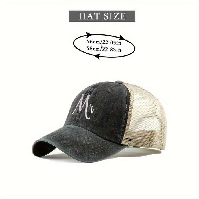 1pc Vintage Washed Baseball Cap with Embroidered Logo Breathable Adjustable Trucker Hat for All Se