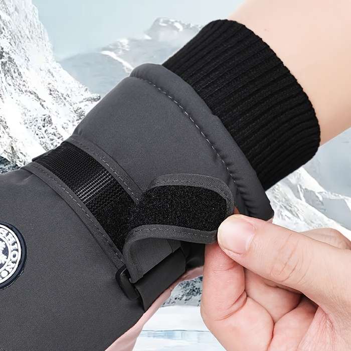 1 Pair Gray White Warm Gloves