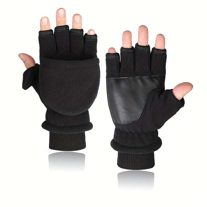 1 Pair Black Warm Gloves