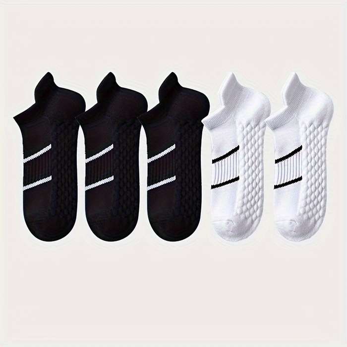 5 Pairs Black And White High Elastic Socks