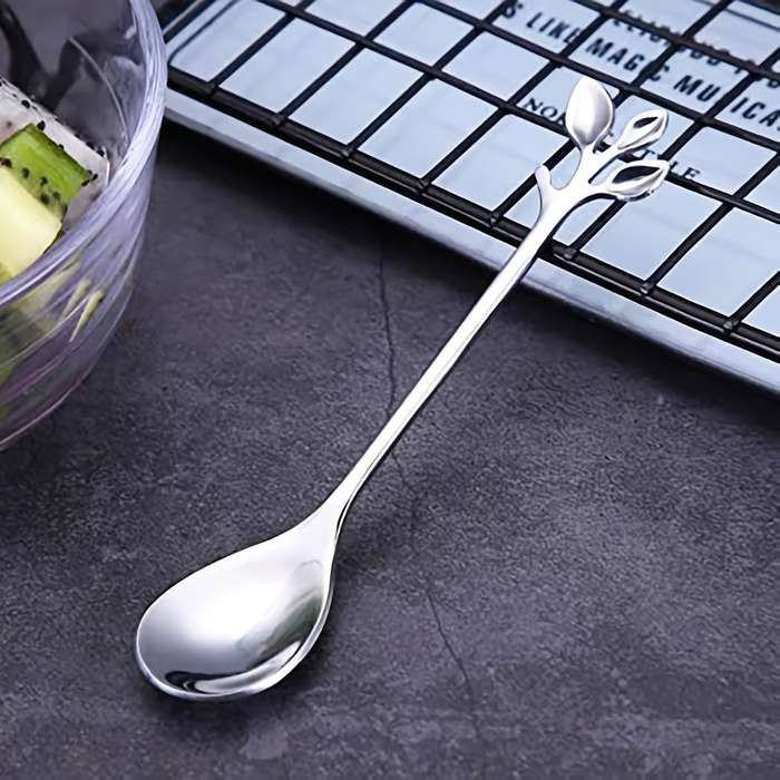 10pcs Stainless Steel Coffee Spoon Elegant Leaf Design Tea Spoon for Desserts Appetizers Ide
