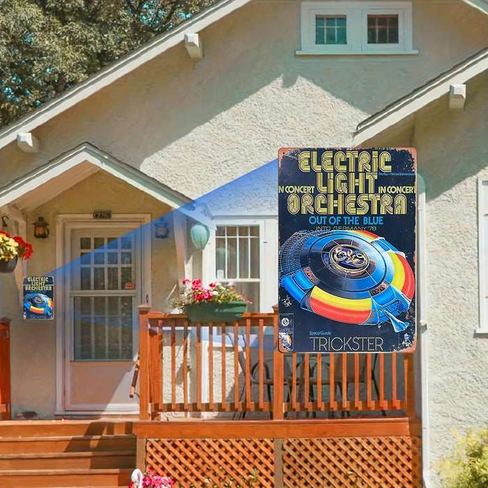 1pc  Vintage Electric Light Orchestra ELO Tin Sign Frameless Retro-Inspired Metal Wall Art wi