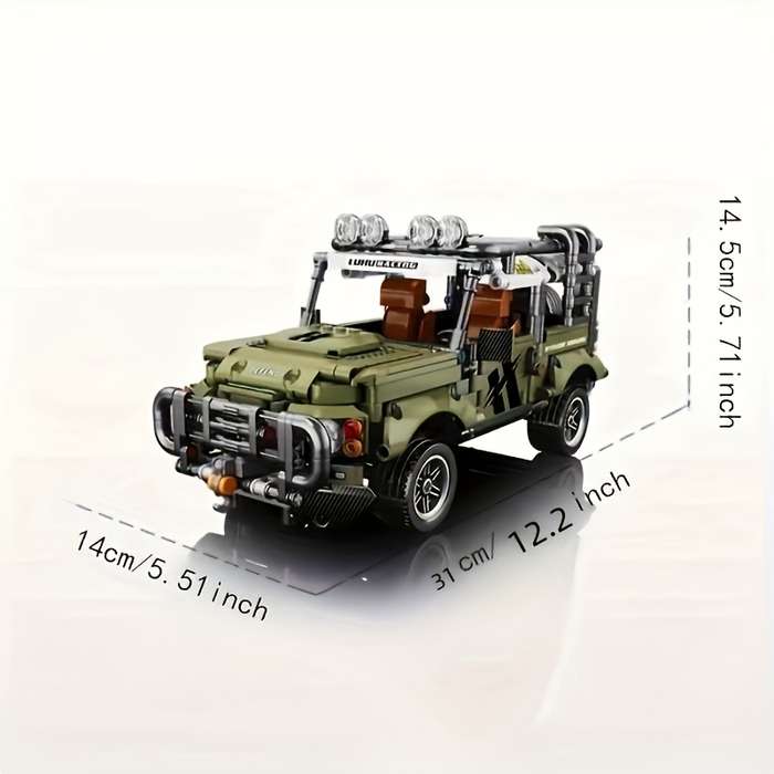 1000pcs Green Off-Road Vehicle Sports Car Building Blocks Model Car Favorite Assem