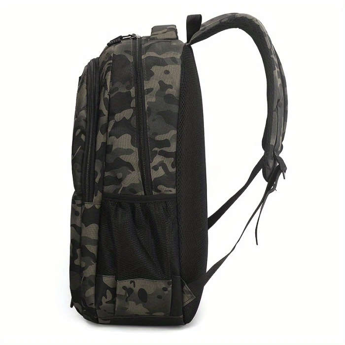 1pc Mens Casual Nylon Backpack with Laptop Compartment Lightweight Adjustable Straps Zipper Closure