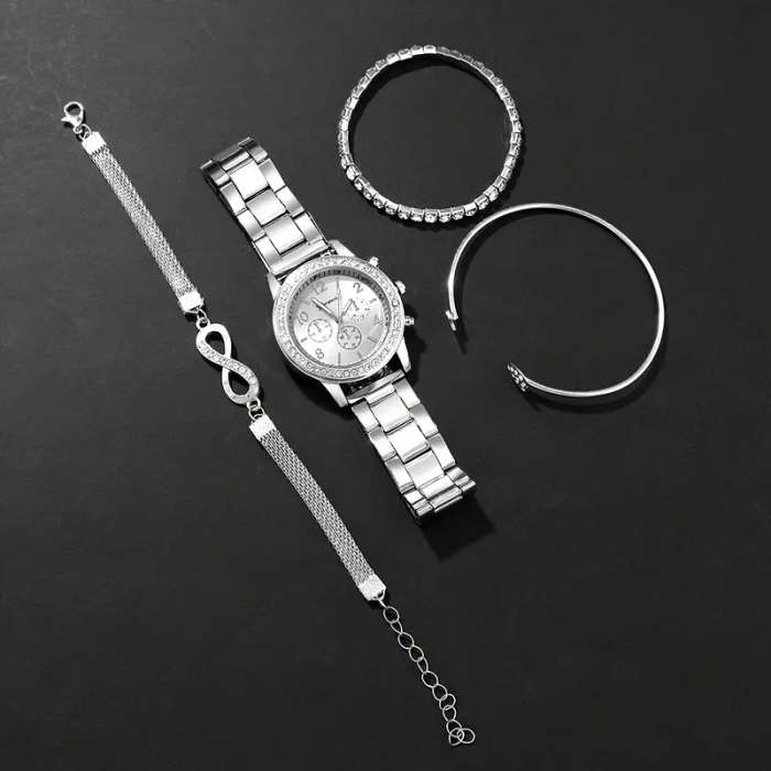 4 Pieces Of Elegant Women's Steel Band Quartz Watches