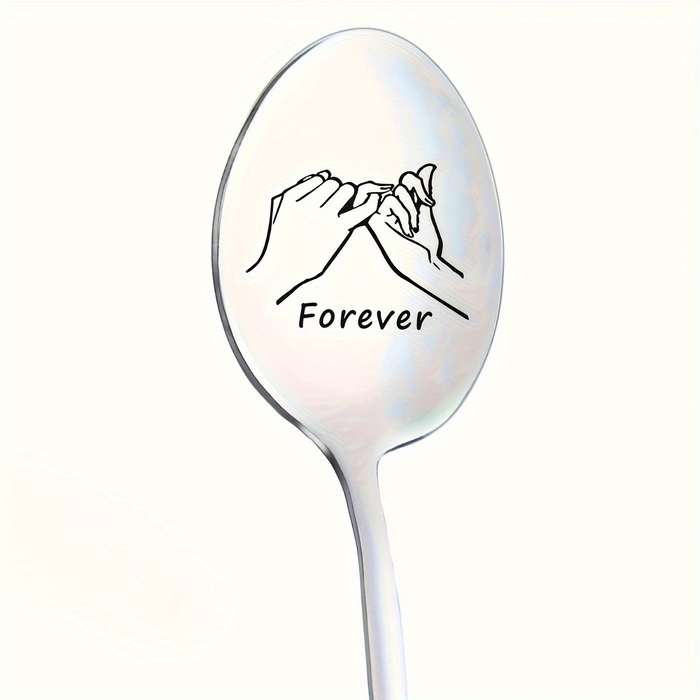 1pc Engraved Stainless Steel Spoon  Forever  Ideal for Coffee Ice Cream Tea Desserts Pe