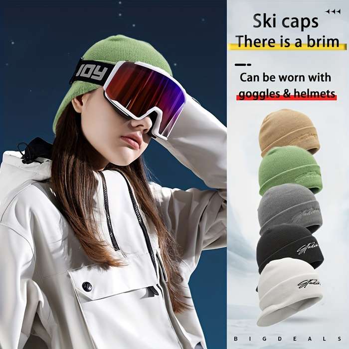 1pc Vintage-Inspired Embroidered Beanie with Brim Perfect for Casual Attire Outdoor Adventures