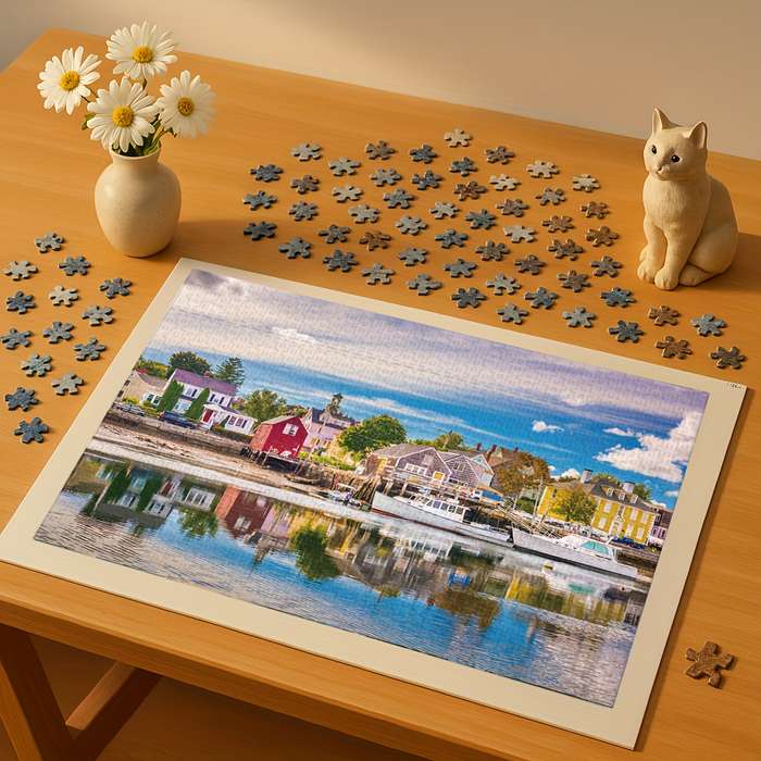 1000pcs Mini Jigsaw Puzzle Charming Seaside Fishing Village Scene 38.0x26.01 cm D