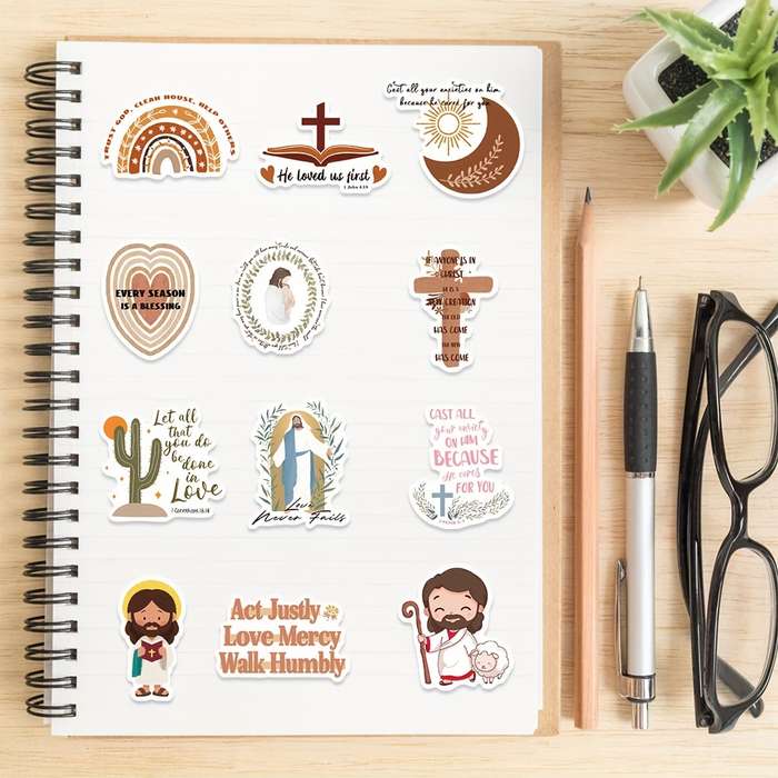 100pcs Priest Religious Inspirational Jesus Christian Themed Stickers