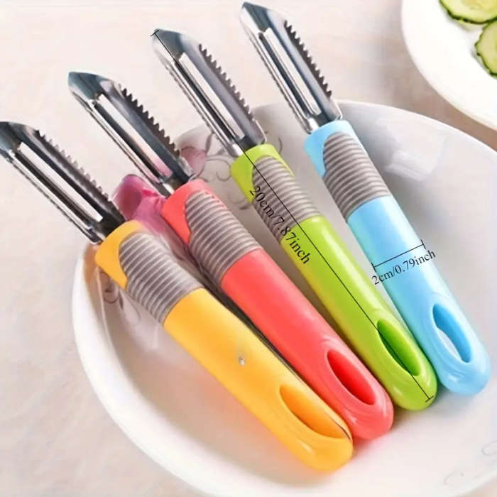 1pc 2-in-1 Stainless Steel Vegetable Peeler and Potato Slicer Multifunctional Rotating Dual Blades T