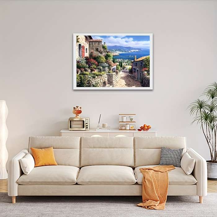 1000pcs Jigsaw Puzzle 50.04x70.1 cm Coastal Village Scene High-Definition Print