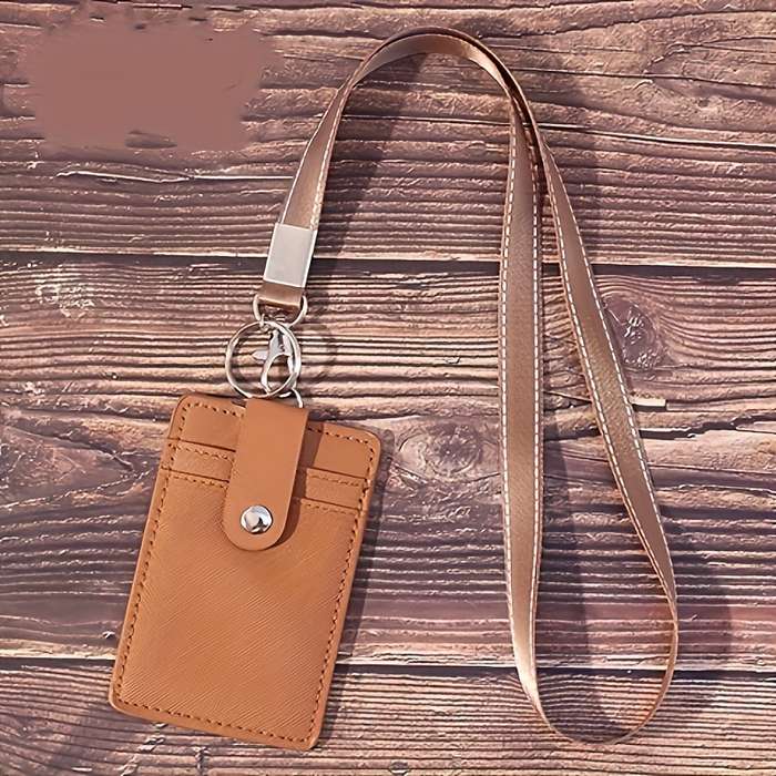 1pc PU Leather Work ID Badge Holder with RFID Block 1 pc Durable ID Card Case with Lanyard Mult
