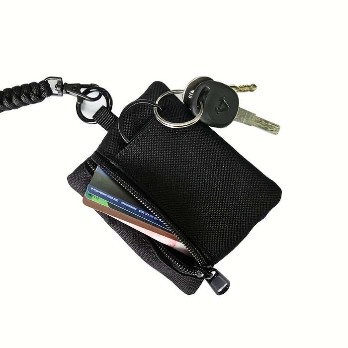 1pc Nylon Casual Style Outdoor Neck Pouch Men's Small Card Holder Coin Purse Key Case with Lan