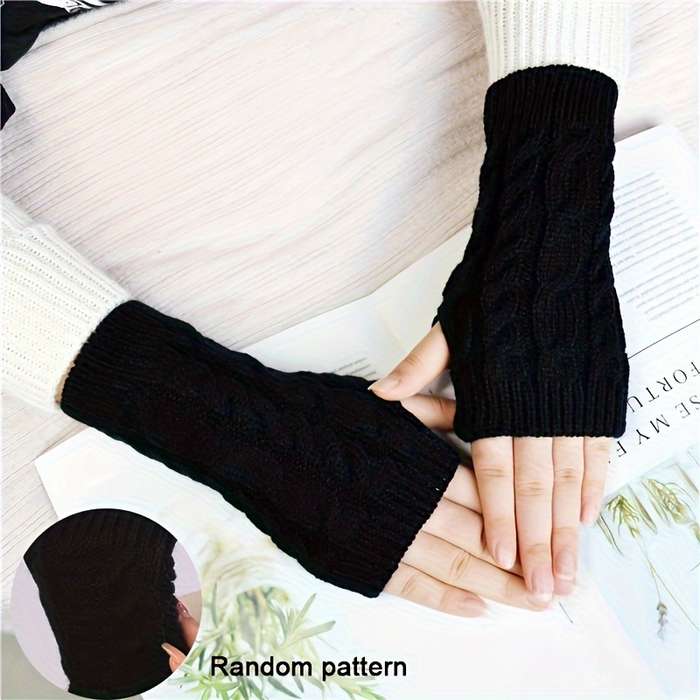 1 Pair Black Warm Gloves