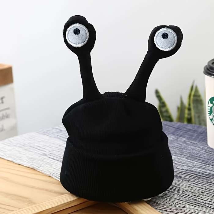 1pc Festive Christmas Unisex Antenna Beanie Hat Acrylic Knit Fabric Solid Color Lightweight