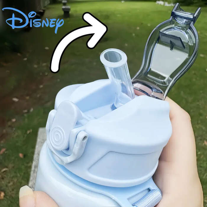 Cartoon Transparent Sports Water Bottle, Leakproof with Pop-Up Lid, Lightweight Rectangle Design