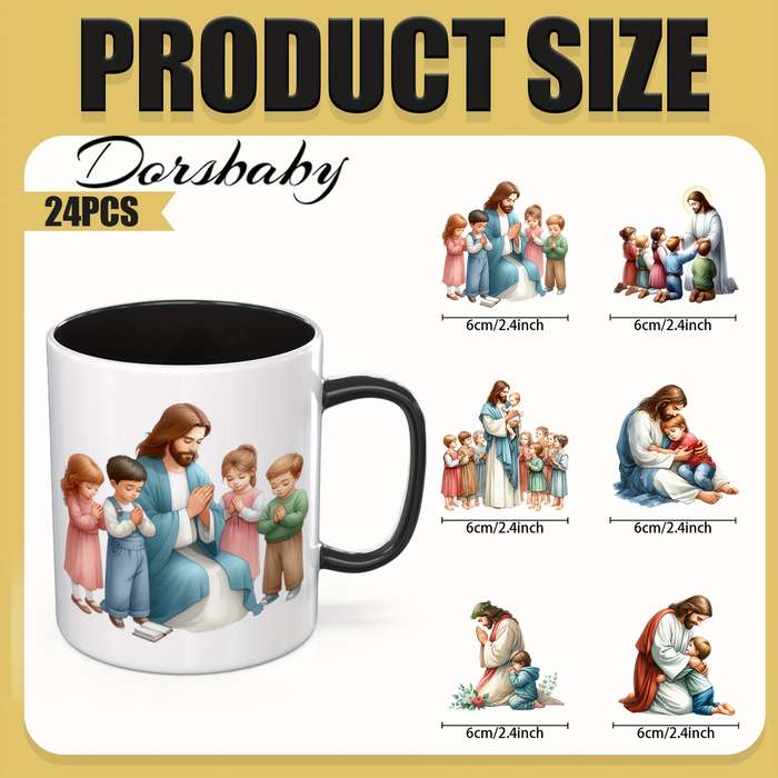 24PCS 1SET Jesus with Kids Jesus Christian Themed Stickers