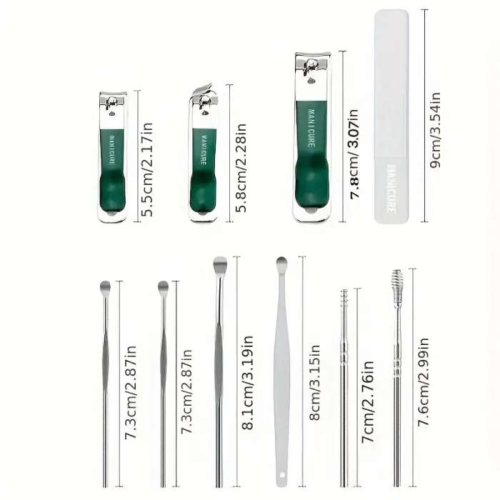 10pcs Professional Nail Clipper Set for Men Featuring a Luxurious Stainless Steel Manicure Tool Kit