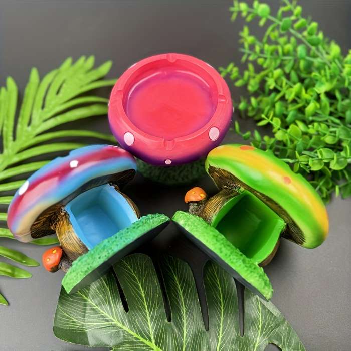1pc Exquisite Mushroom Resin Ashtray Mushroom Cartoon Ashtray Mushroom Creative Fashion Asht