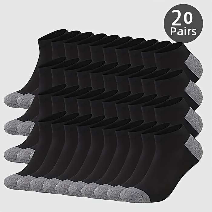 20 Pairs Black And White One Size High Elastic Socks