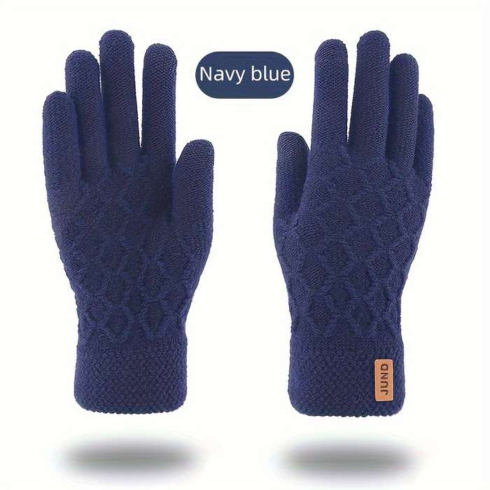 3 Pairs Mixed Black Gray Navy Blue Warm Gloves