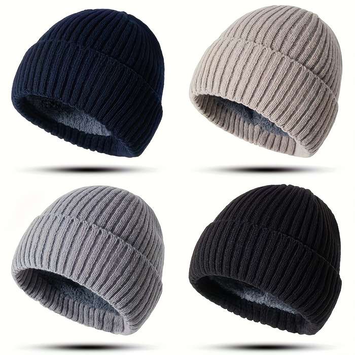1pc Winter Warmth Unisex Knit Beanie Hat with Folded Cuff Acrylic 95% Polyester 5% Elastic
