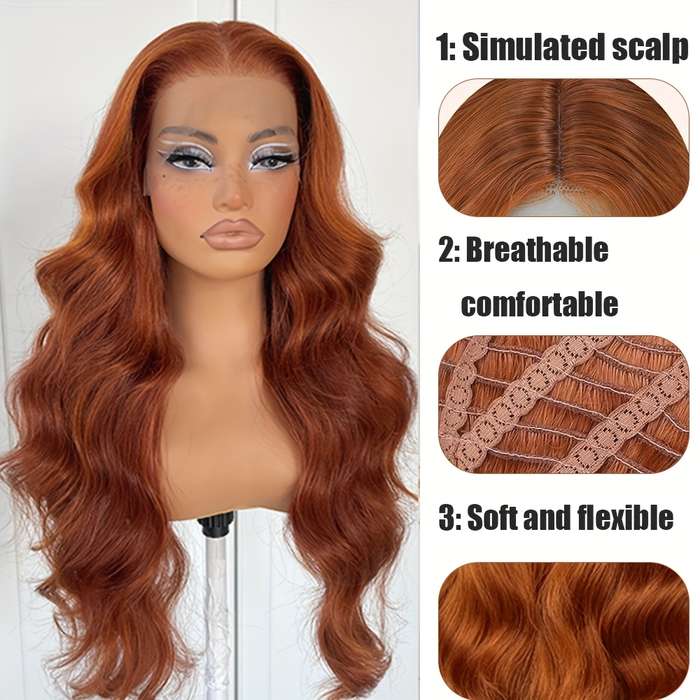 1Pc Ginger Orange 66.04cm Fashion Design Wig