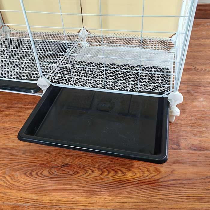 1pc 2 lattice white injection molded wheelless + storage area Pet Cage