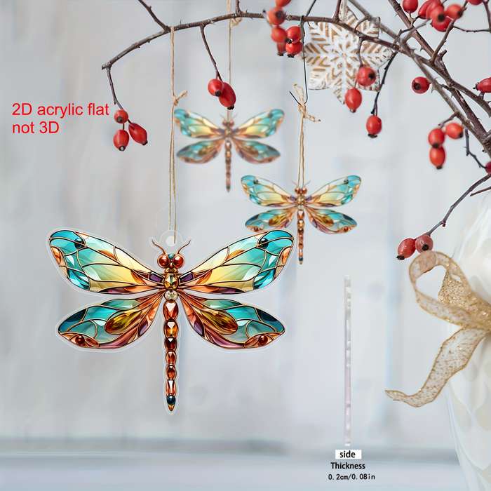 1pc 2D Flat    holiday dragonfly ornament acrylic pendant universal festival decorati