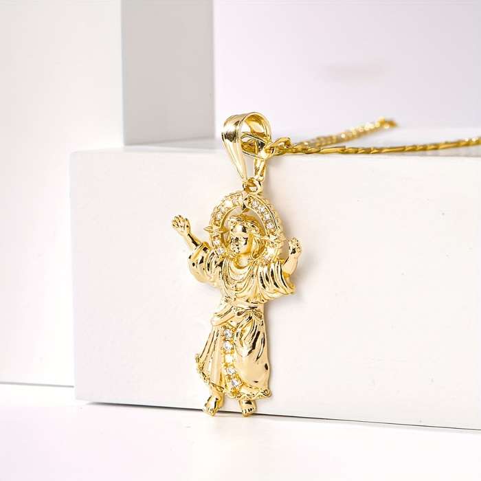 1 Piece Golden Yellow White Jesus Theme Pendant
