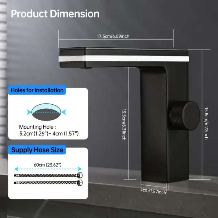 Modern Black Single Hole Bathroom Sink Faucet