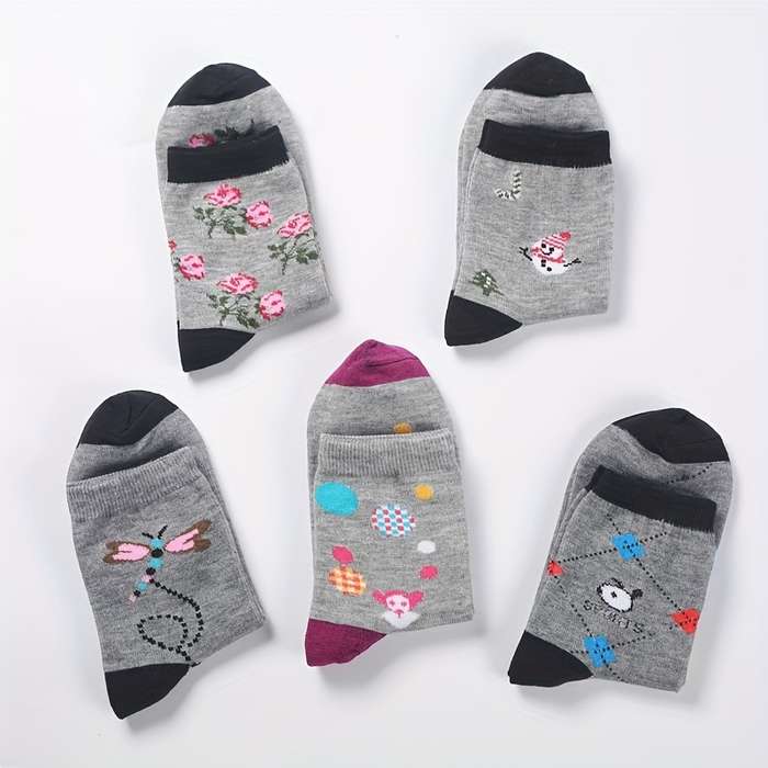 Sock Bright Color  Add  Gray Color 10 Pairs Of Patterns Randomly Mixed  One Size