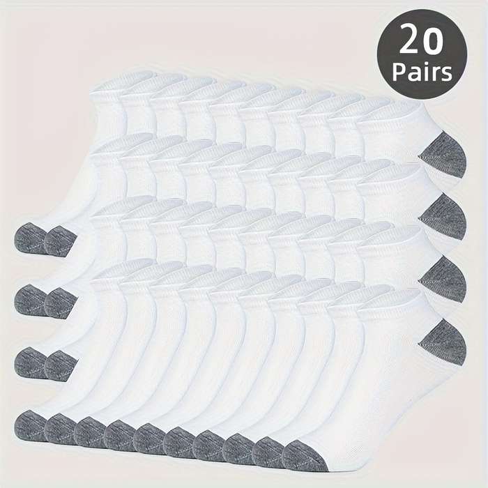 20 Pairs Black And White One Size High Elastic Socks