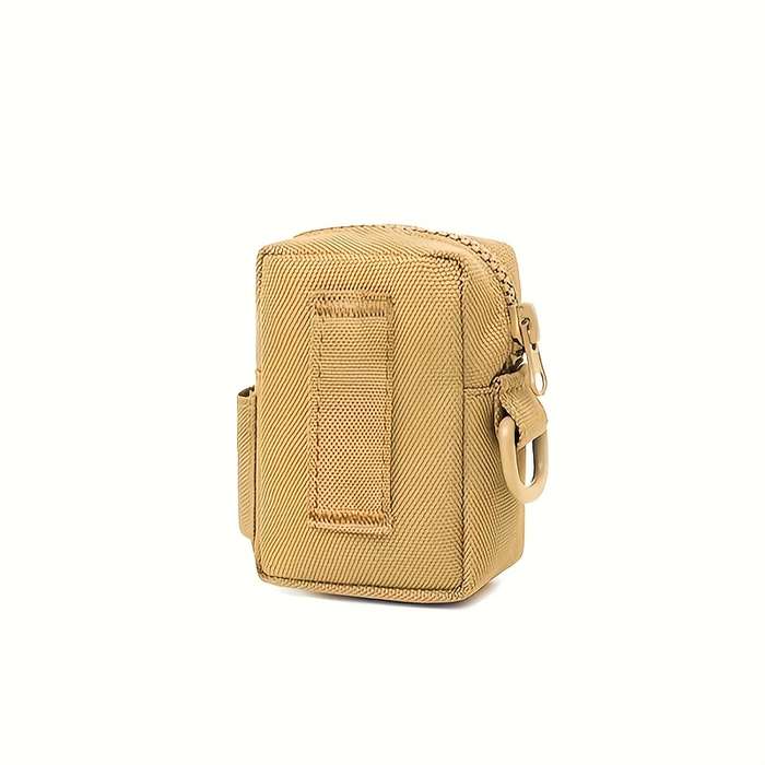 1pc Outdoor Canvas Waist Bag Black Oxford Cloth Secure Zippered Coin Pouch with Clip Durable