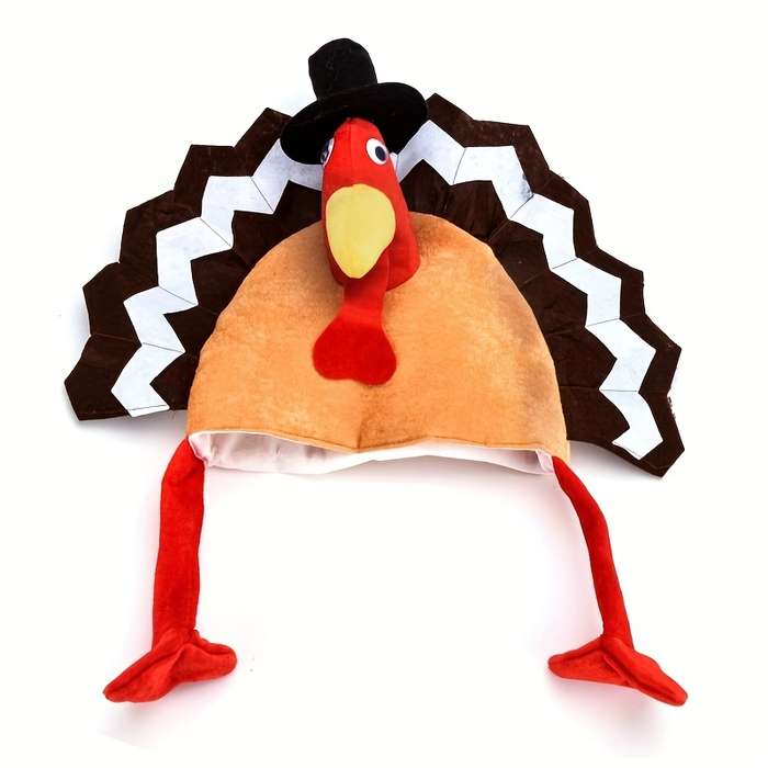 1pc Funky Turkey Leg Chef Hat for Thanksgiving Christmas Polyester Perfect for Holiday Parties