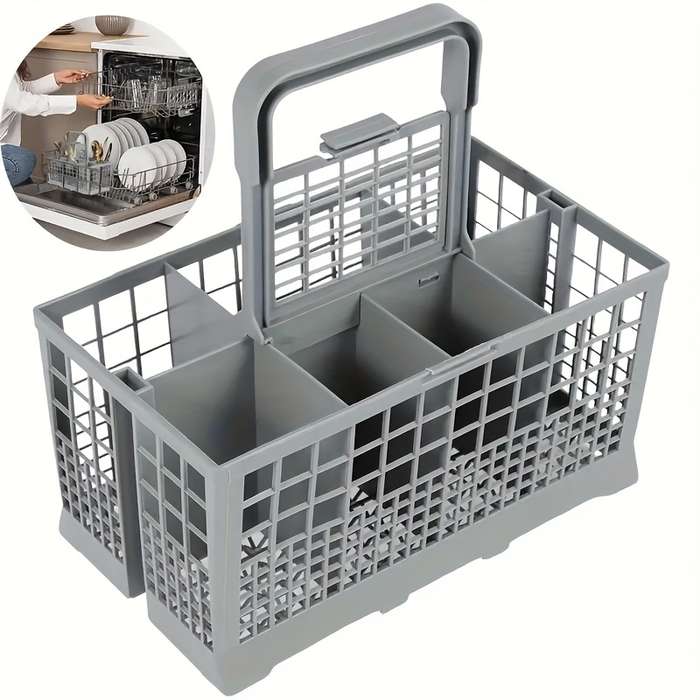 1pc Foldable Universal Dish Rack Basket Baskets with Multifunctional Cutlery Holder Knife an