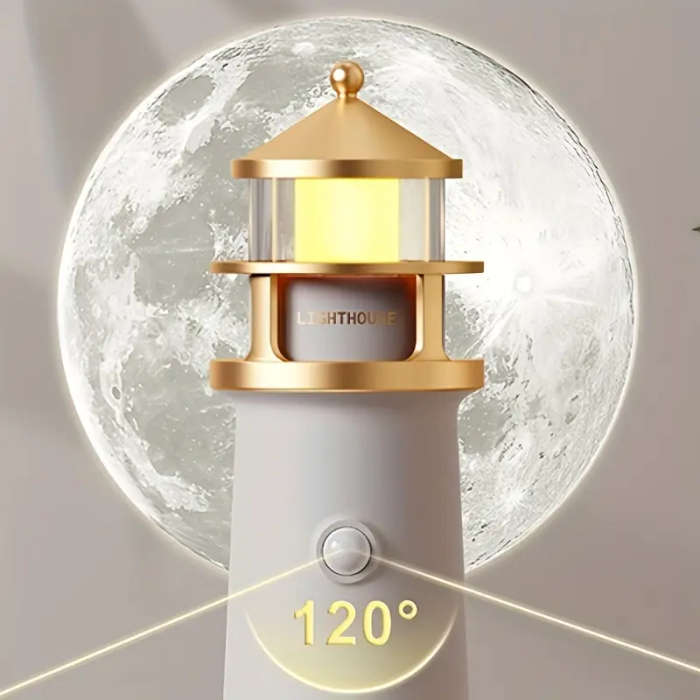 1pc Lighthouse Night Light With A Clear Moon Projection Image Sensitive Human Body Sensing Switch An