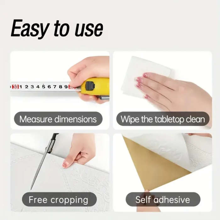 80pcs 3D Floral Self-Adhesive Wall Tile Stickers