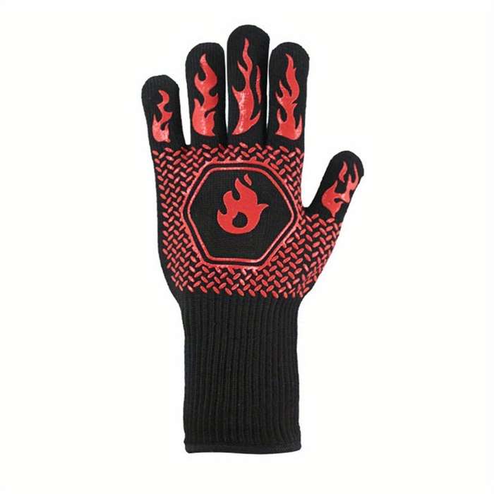 1pc Silicone BBQ Gloves 1472F Non-Slip Grill Gloves Kitchen Cooking Gloves for Grilling Bak