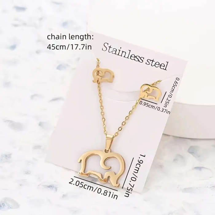 Stainless Steel Jewelry Set for Women - Cute Elephant
