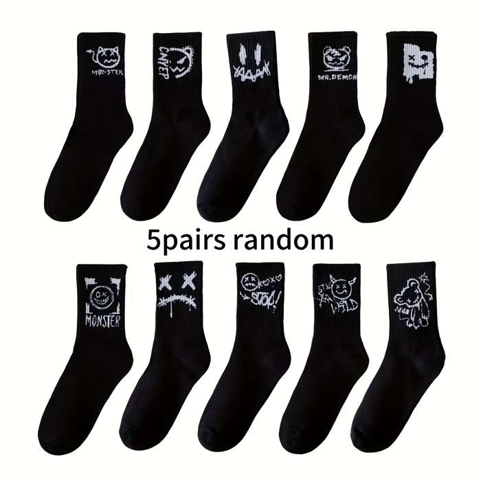 5 Pairs Random White One Size High Elastic Socks