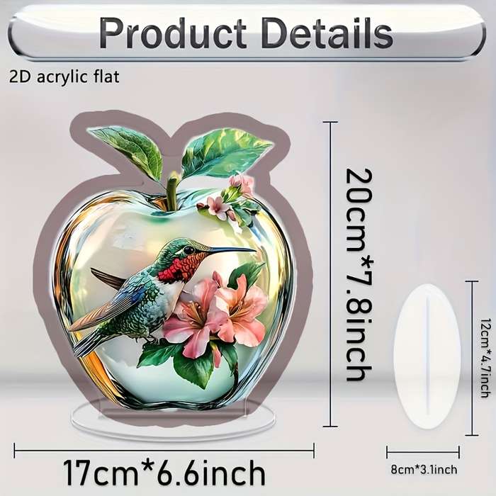 1pc 2D Flat   Apple and Hummingbird Decorative Plaque Acrylic Glam Style Tabletop with Multipurpos