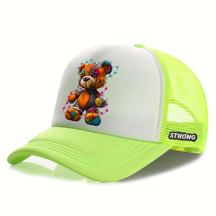 1pc Multicolored Bear Print Baseball Cap for Street Style Perfect for Parties And Outdoor Sun Prot